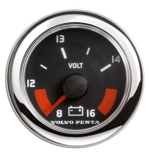 Volvo Penta 881658 Spannungsanzeige, Voltmeter 52mm, weiß, für 12 Volt